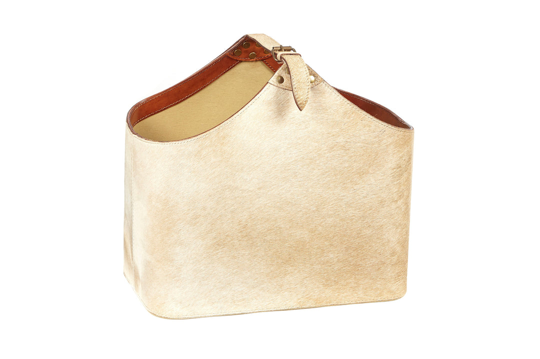 Bedford Natural Tan Cowhide Storage Basket