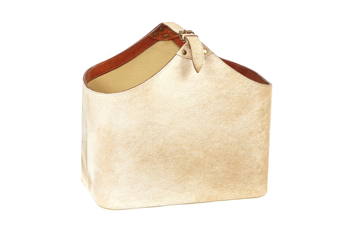Bedford Natural Tan Cowhide Storage Basket