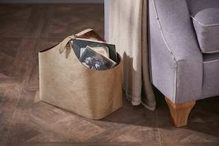 Bedford Natural Tan Cowhide Storage Basket
