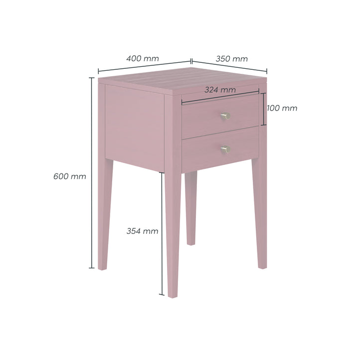 Radford 2-Drawer Bedside Table - Cherry Red