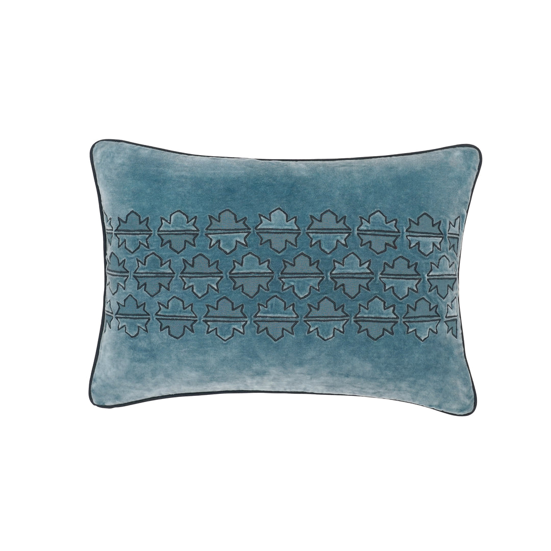 Sintra Appliqué Velvet Rectangular Cushion - Blue