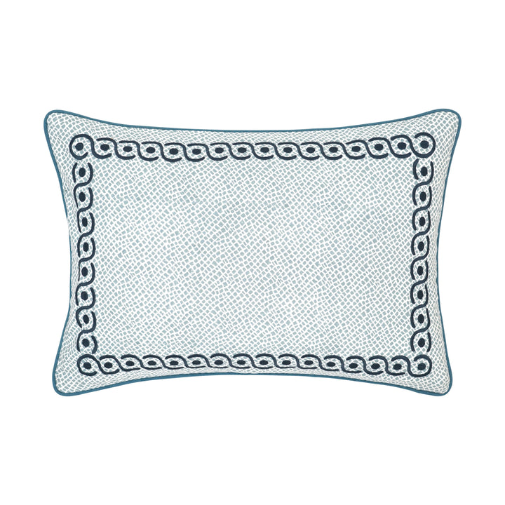 Calcada Embroidered Cushion - Blue