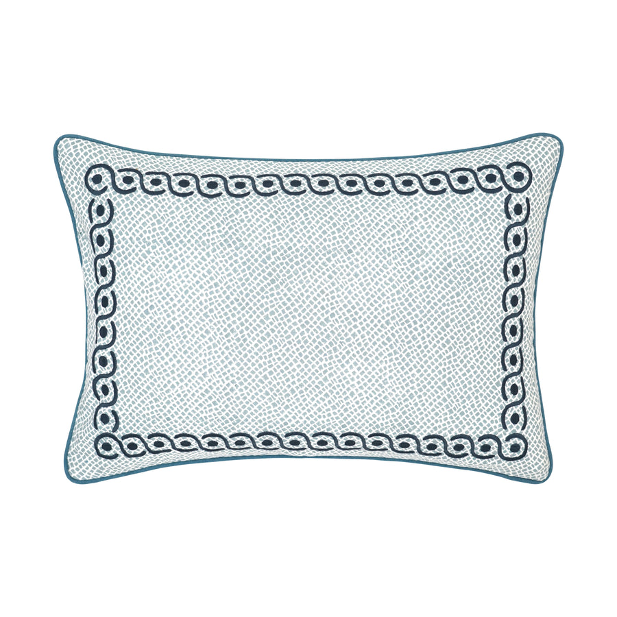 Calcada Embroidered Cushion - Blue