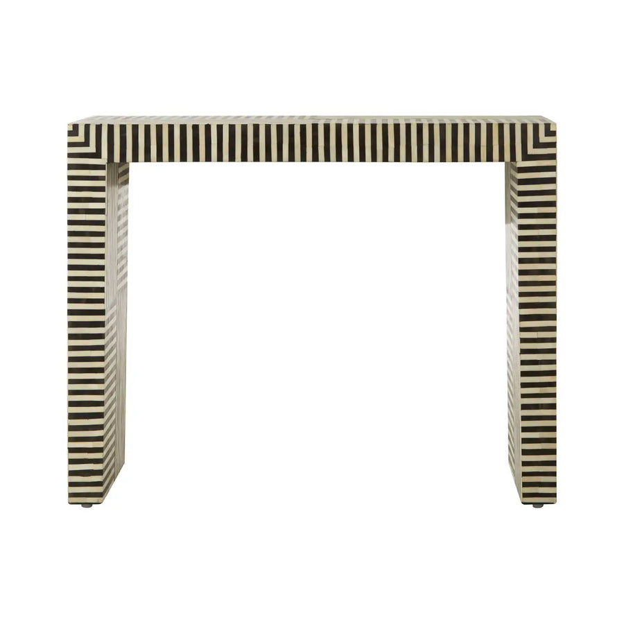 Boho Console Table, Black & White Striped Geometric Console Table