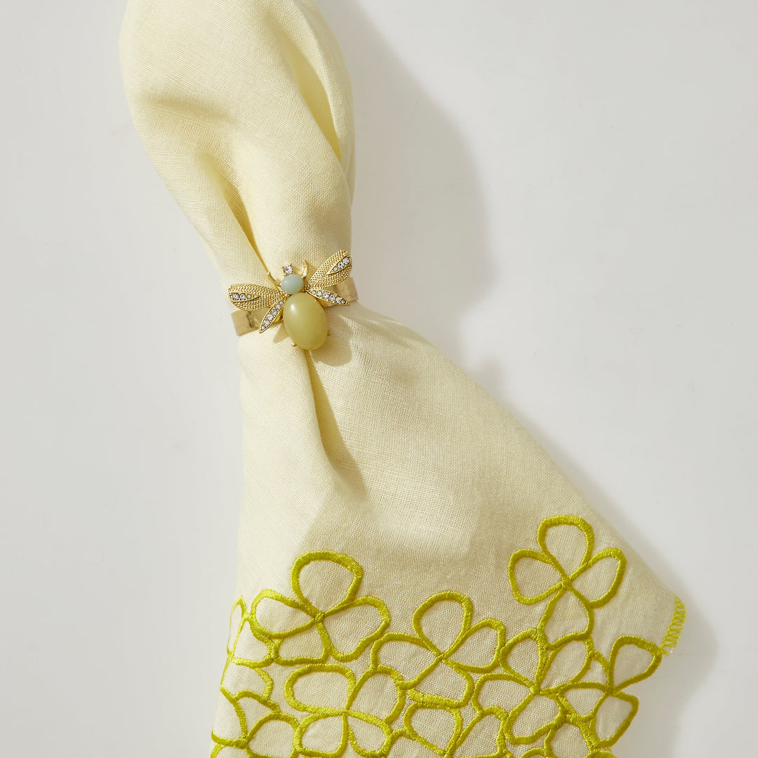 Hydrangea Dinner Napkins, Citrus, Set of Two