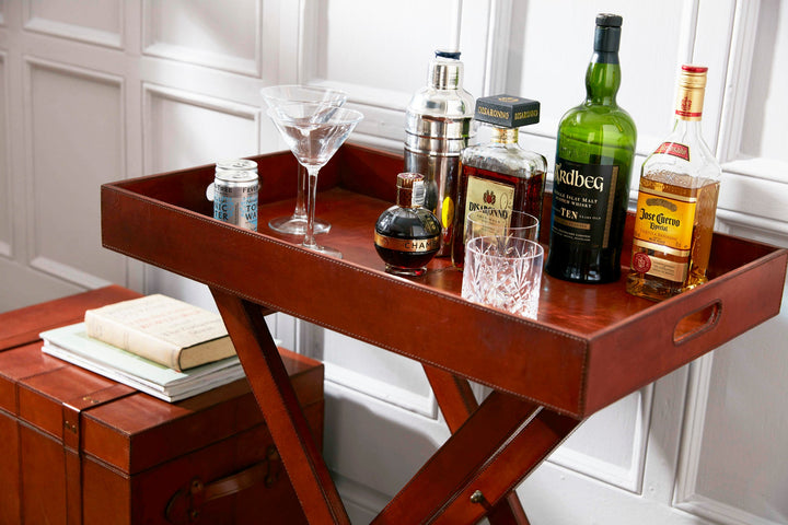 Butler Classic Tan Leather Tray Table