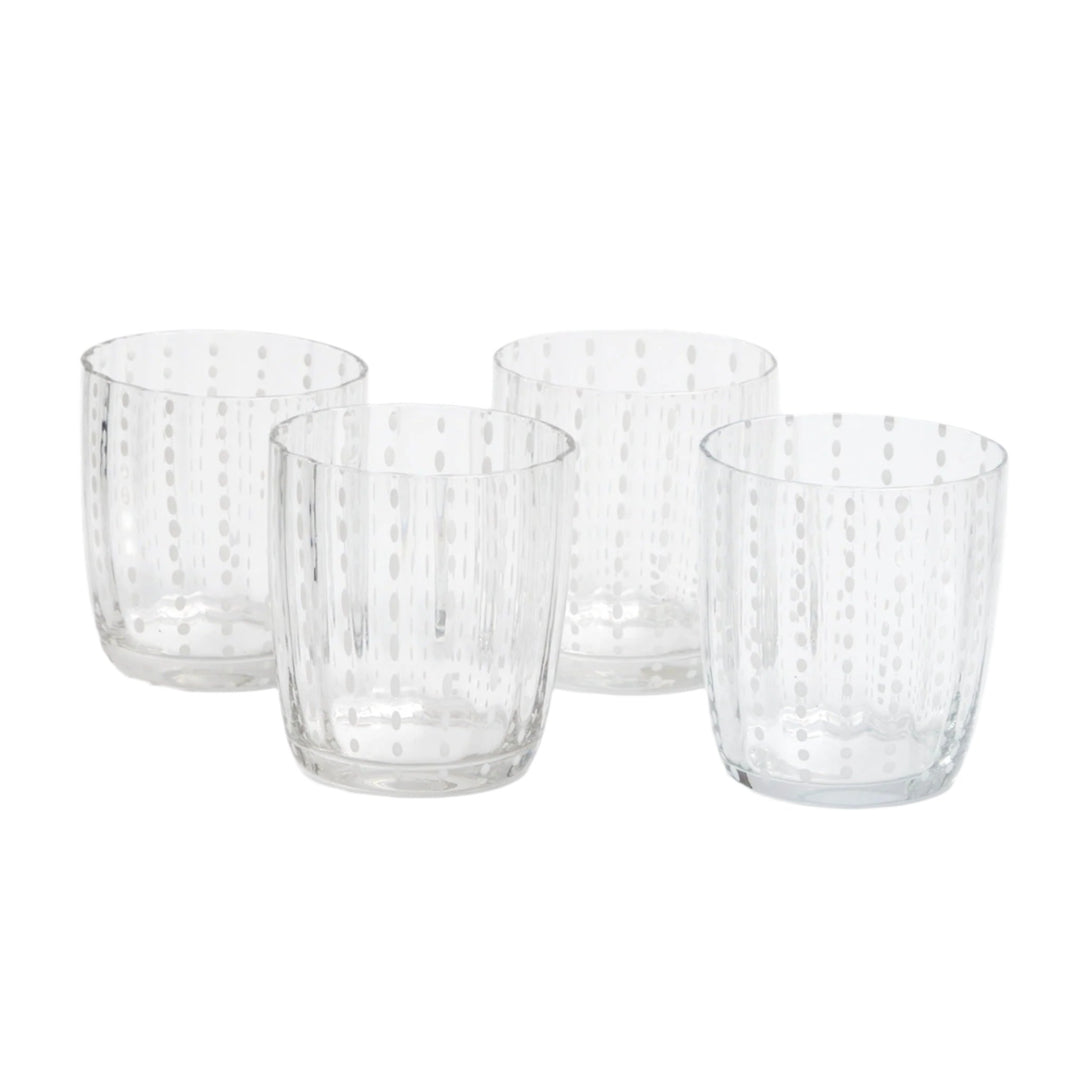 Clear White Speckled Glasses - Set of 4