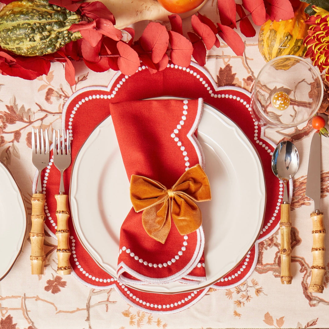 Velvet Bow Napkin Rings - Amber