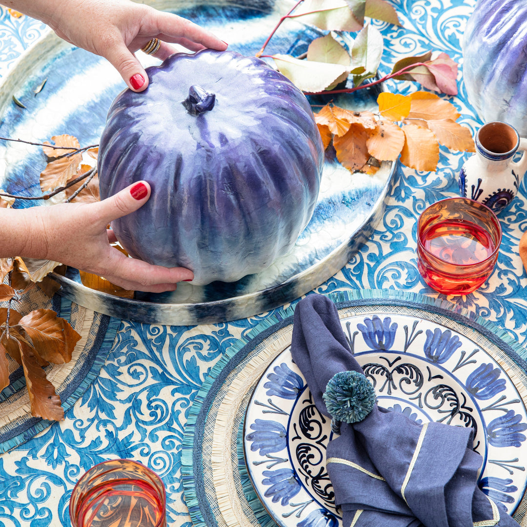 Large Capiz Pumpkin - Blue Ombre