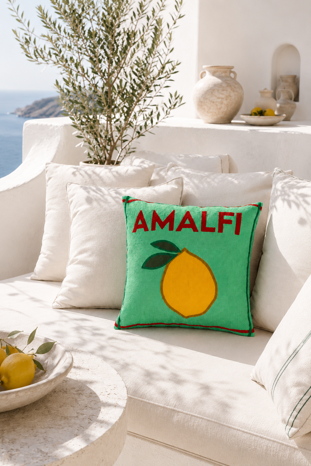 Amalfi Lemon Needlepoint Pillow