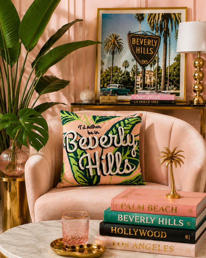 Beverly Hills Palm Needlepoint Pillow