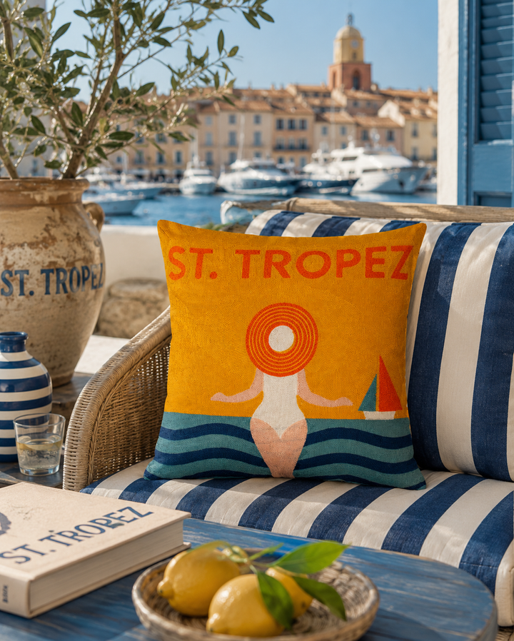 St. Tropez Palm Needlepoint Pillow