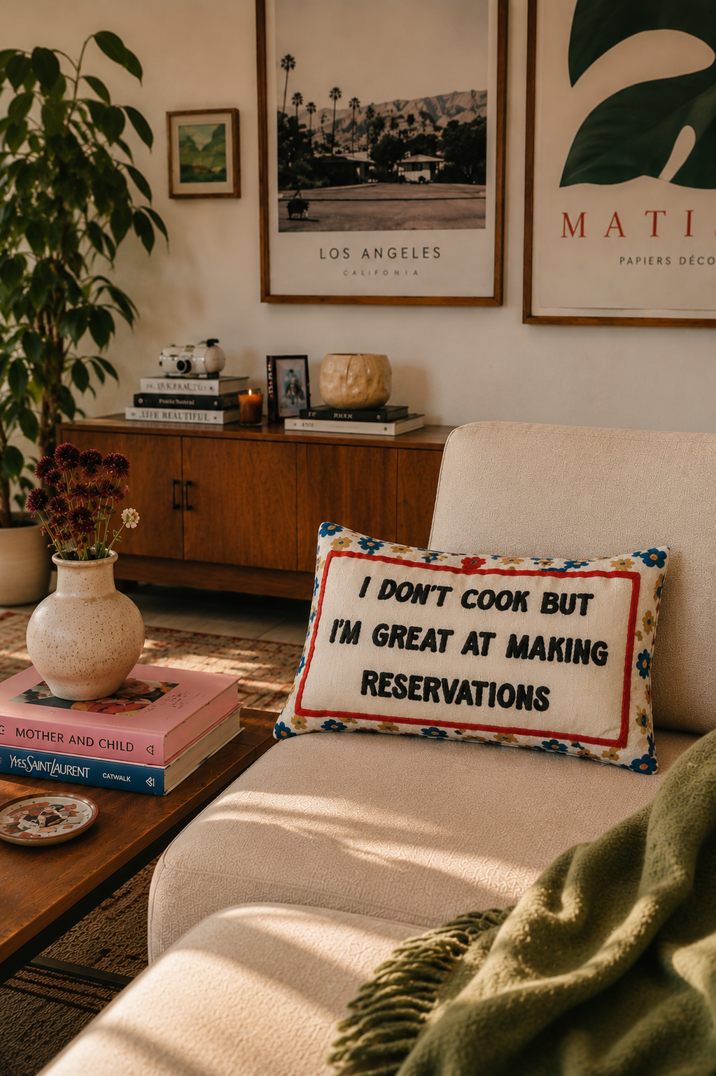 I Don't Cook But I'm Great At Making Reservations Needlepoint Pillow