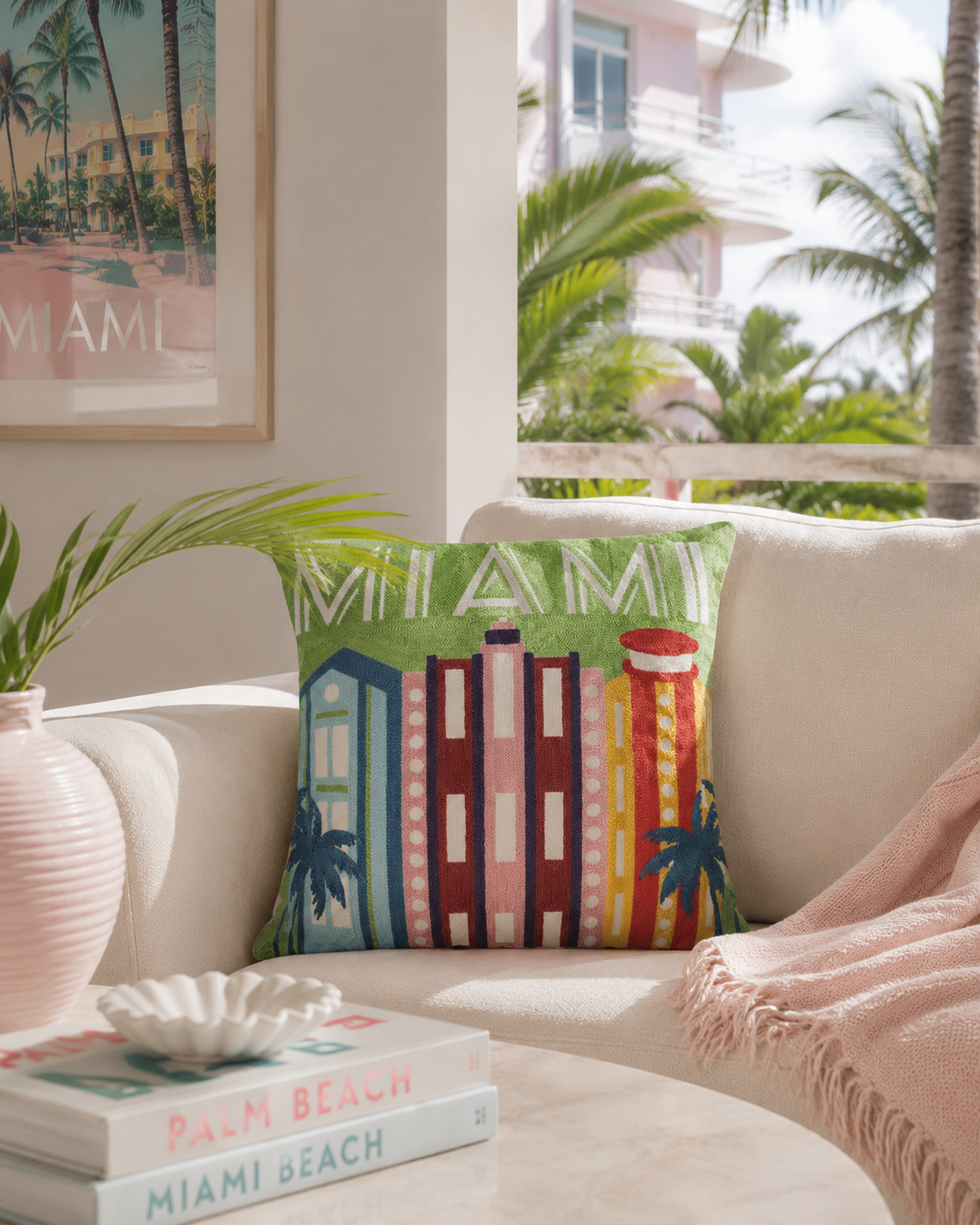 Miami Art Deco Needlepoint Pillow