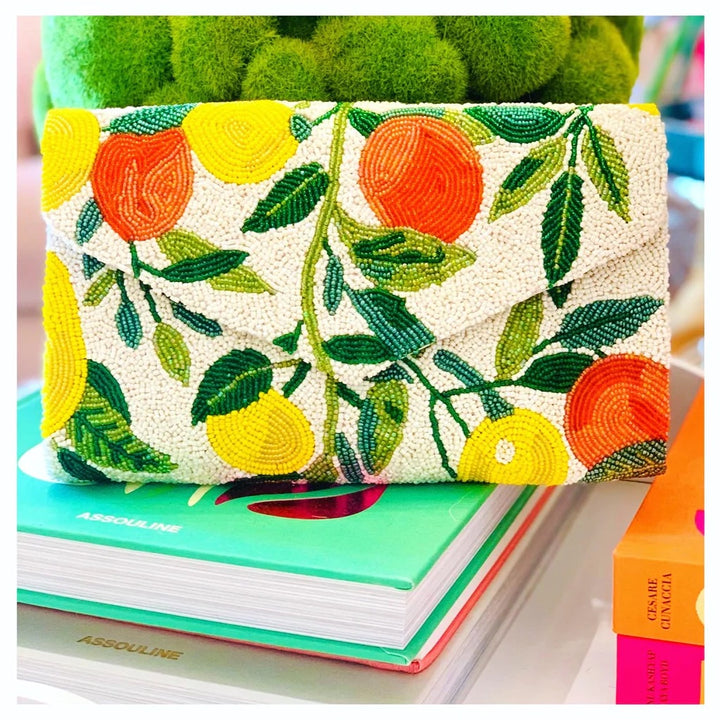Tangy Citrus Beaded Clutch