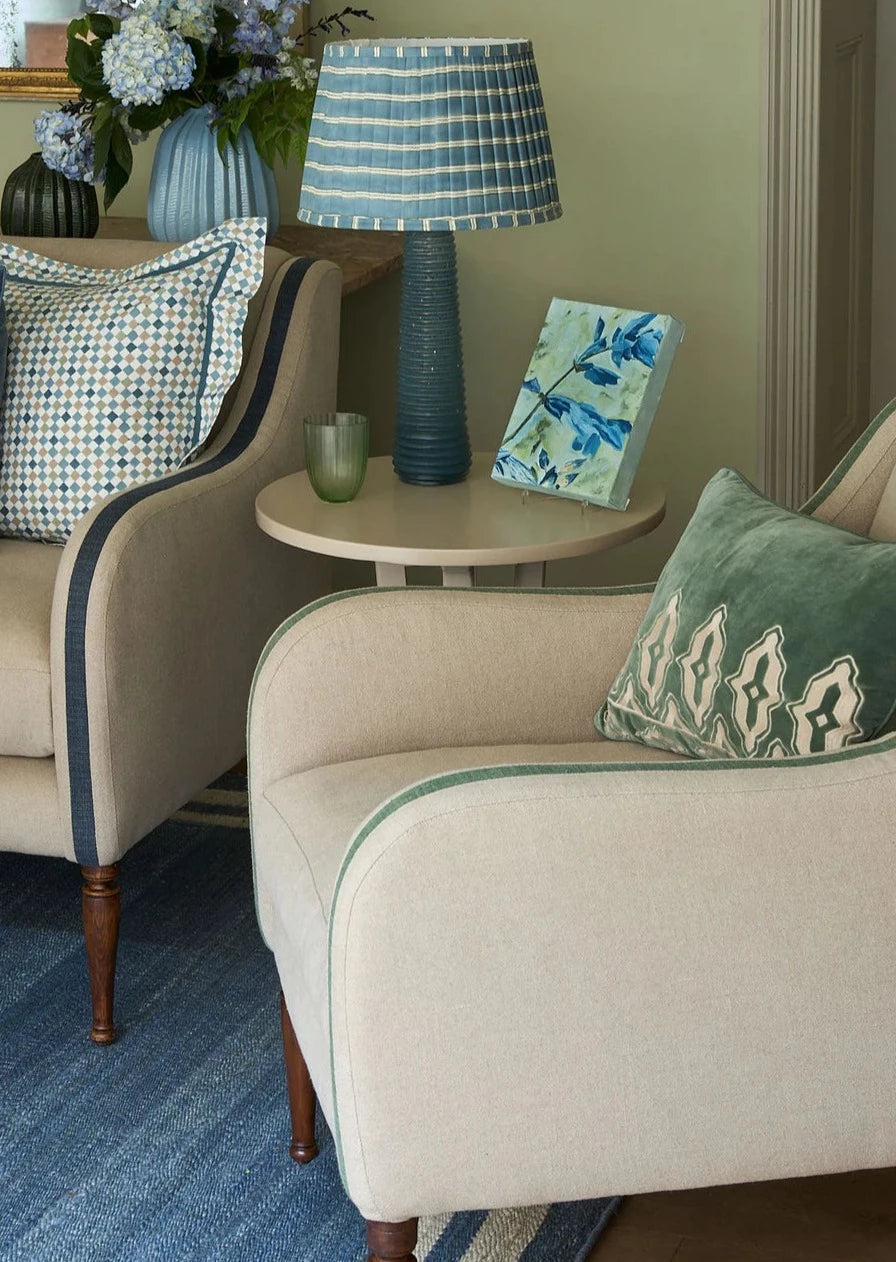 Classic Linen Upholstered Armchair - Fern & Sofa - Indigo
