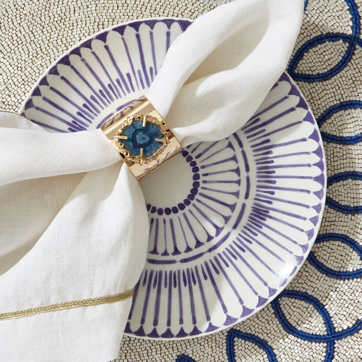 Crystal Quartz Napkin Rings, Indigo, Set of Two