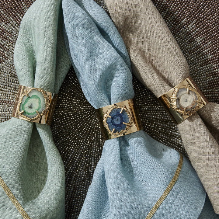 Crystal Quartz Napkin Rings, Grey, Set of Two