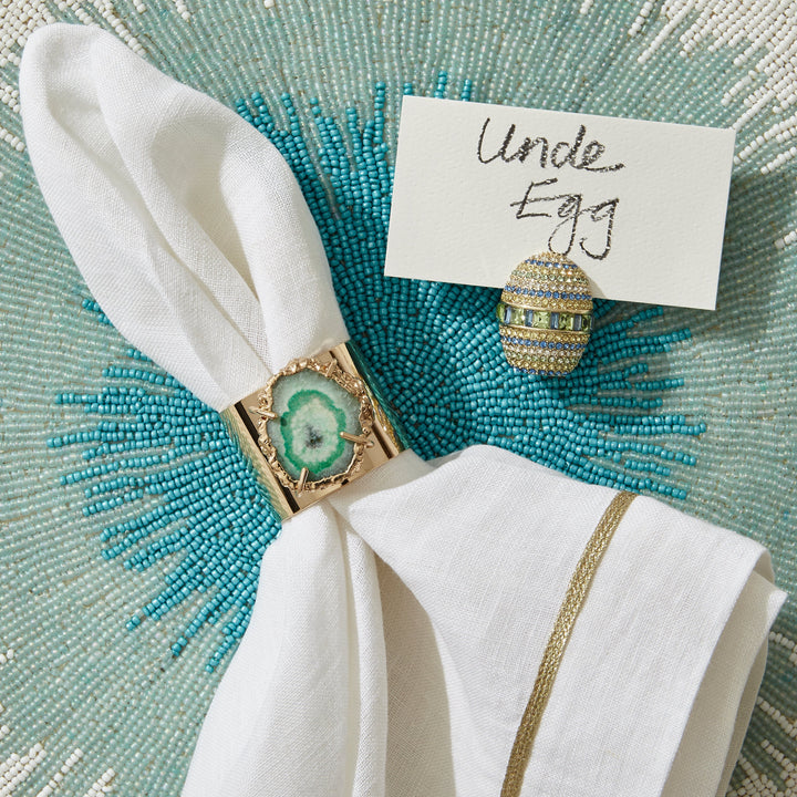 Seafoam Crystal Quartz Napkin Rings - Pair