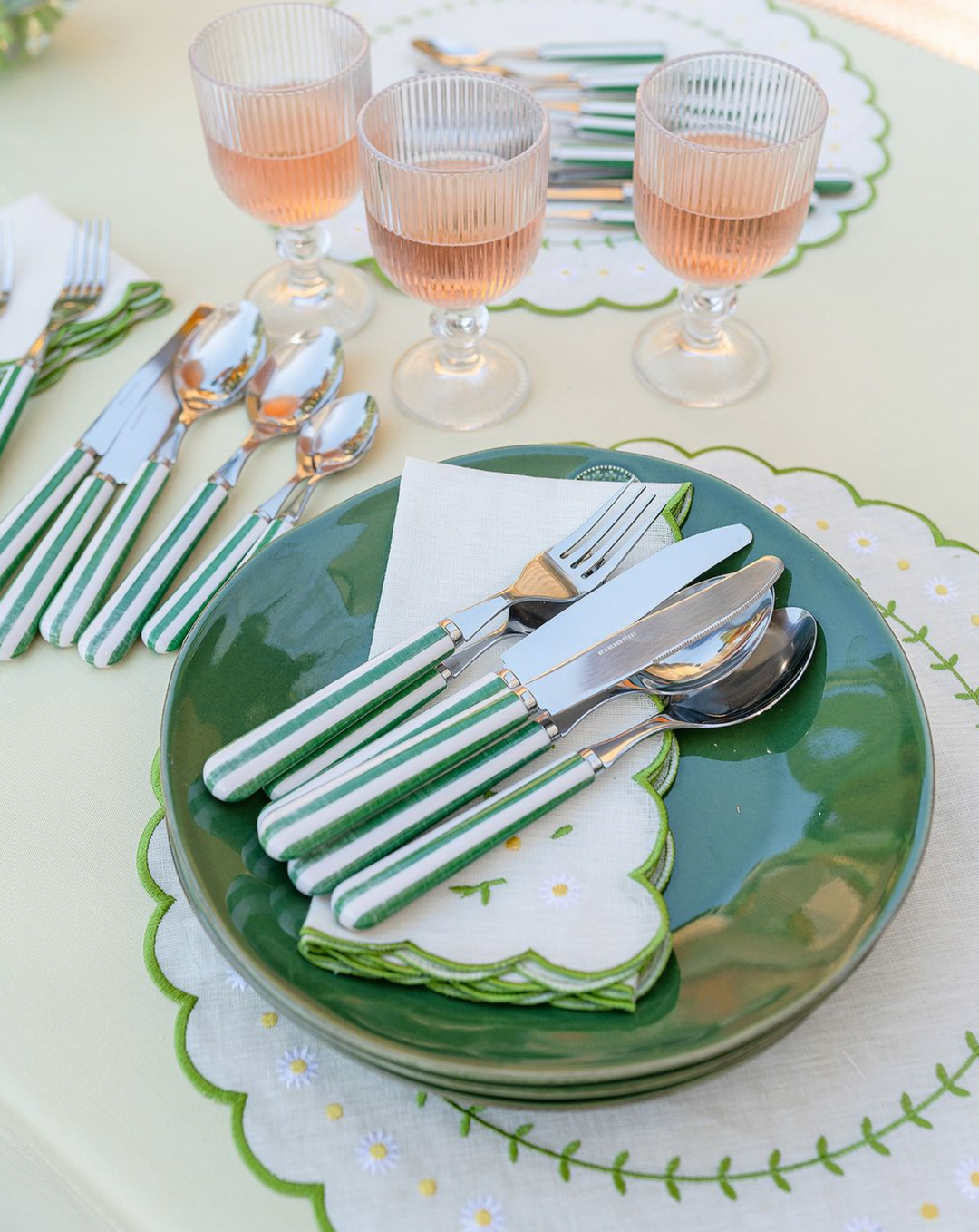 Cutlery Set - Green & Ivory