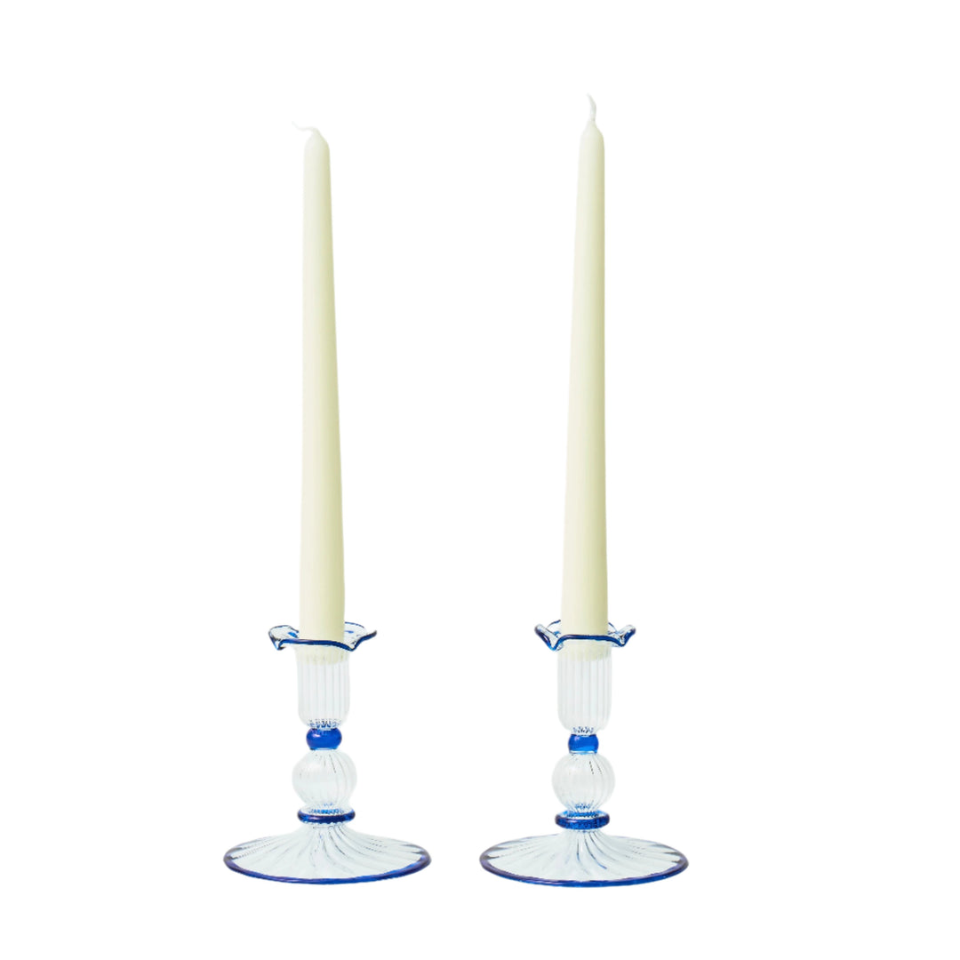 Blue Rimmed Savannah Candlesticks