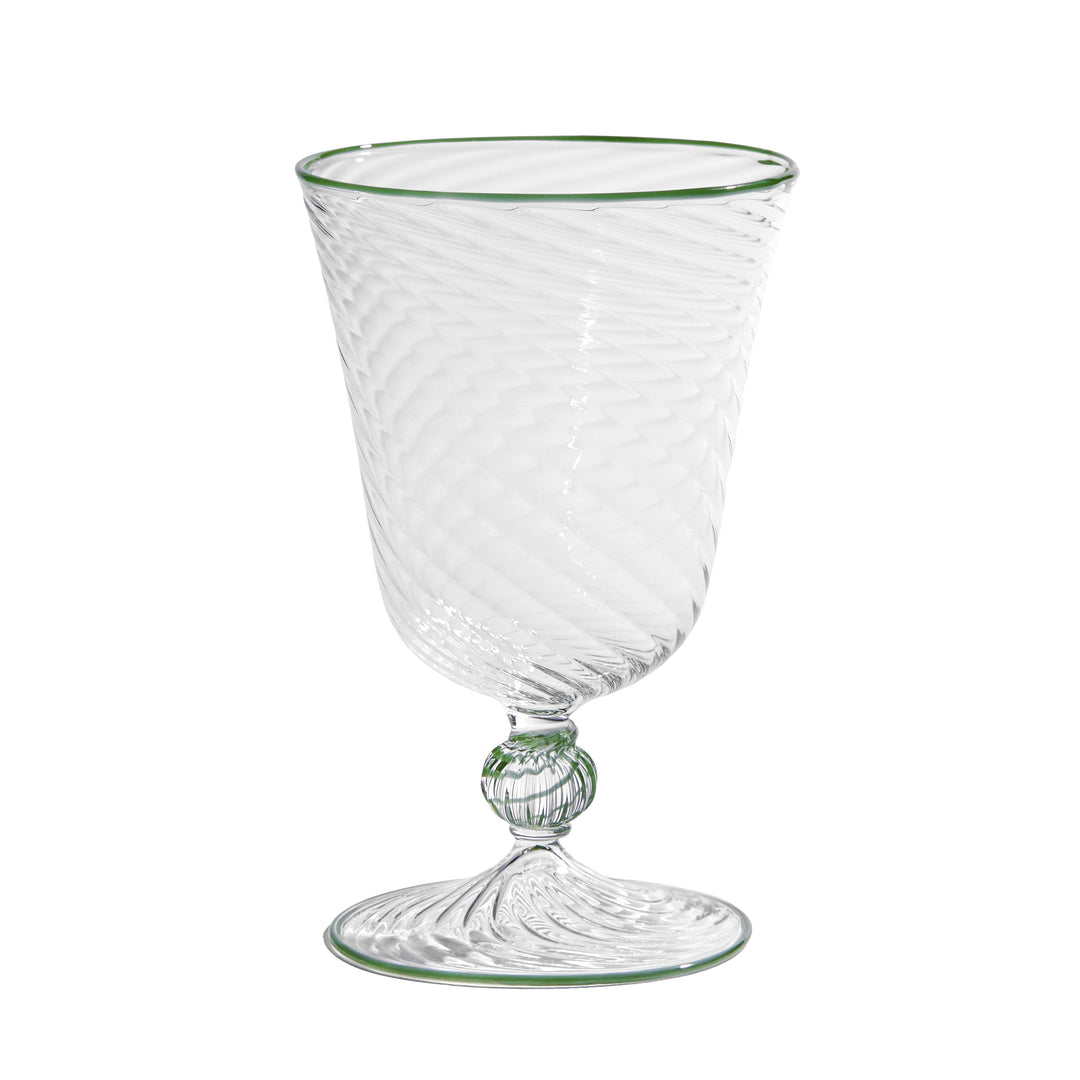 Green Dido Venetian Wine Glasses - Pair