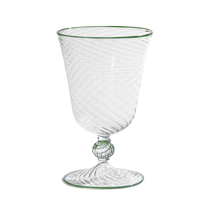 Green Dido Venetian Wine Glasses - Pair