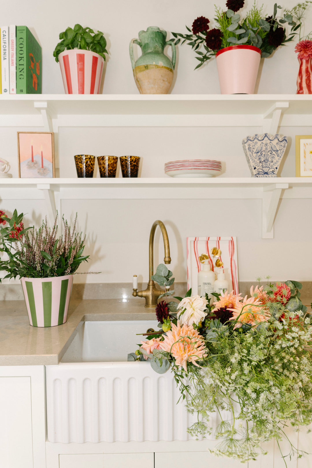 The Penny Planter - Pink & Green Stripe