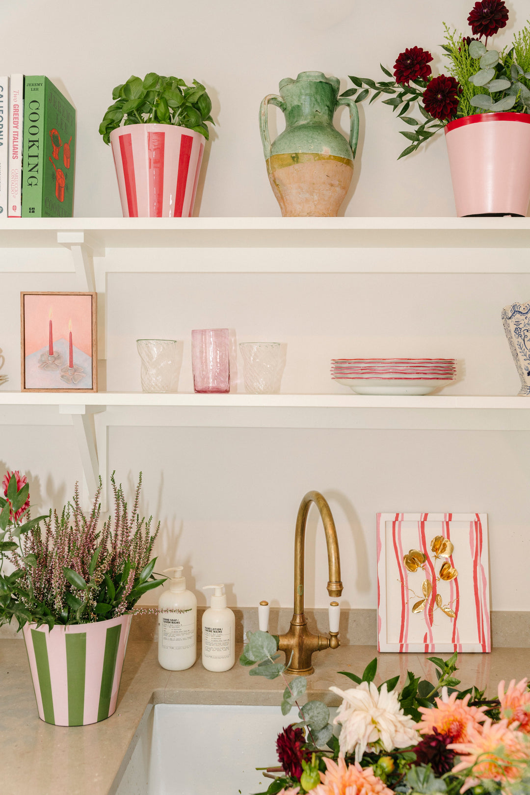 The Penny Planter - Pink & Green Stripe