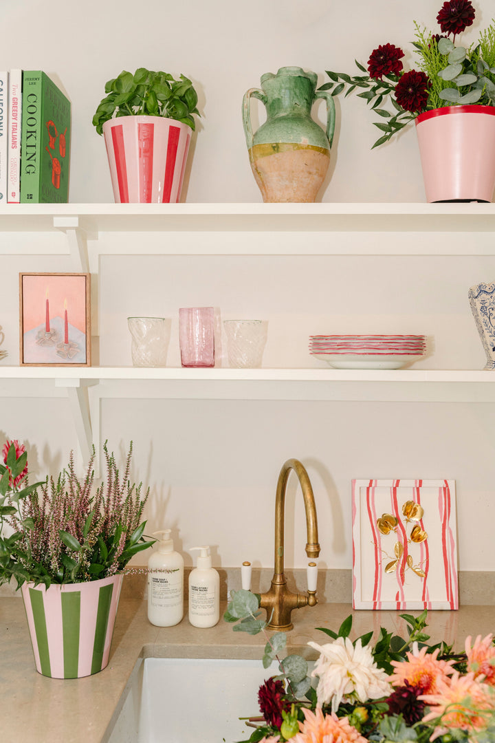 The Penny Planter - Pink & Green Stripe