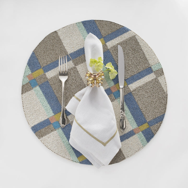 Gold Trim Dinner Napkins - White