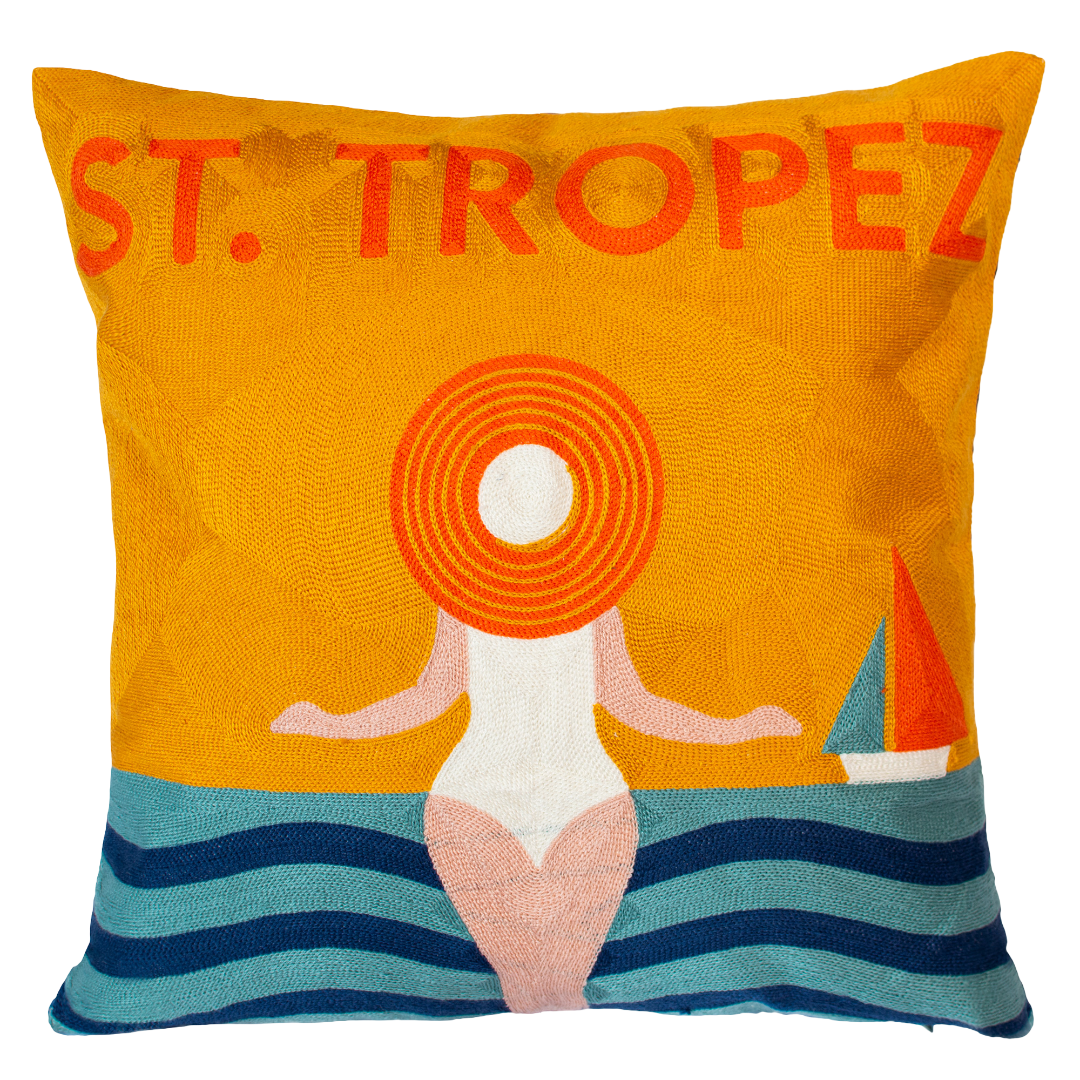 St. Tropez Palm Needlepoint Pillow