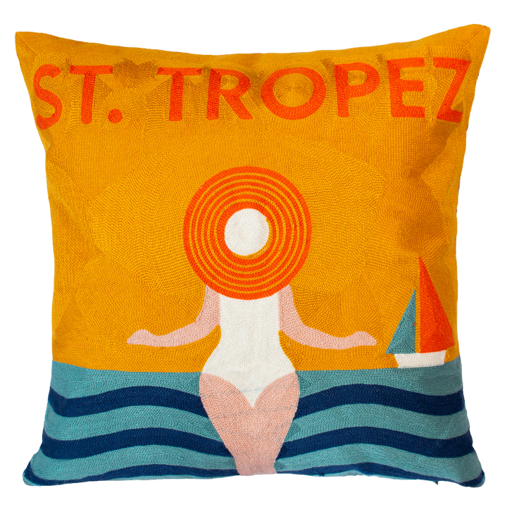 St. Tropez Palm Needlepoint Pillow