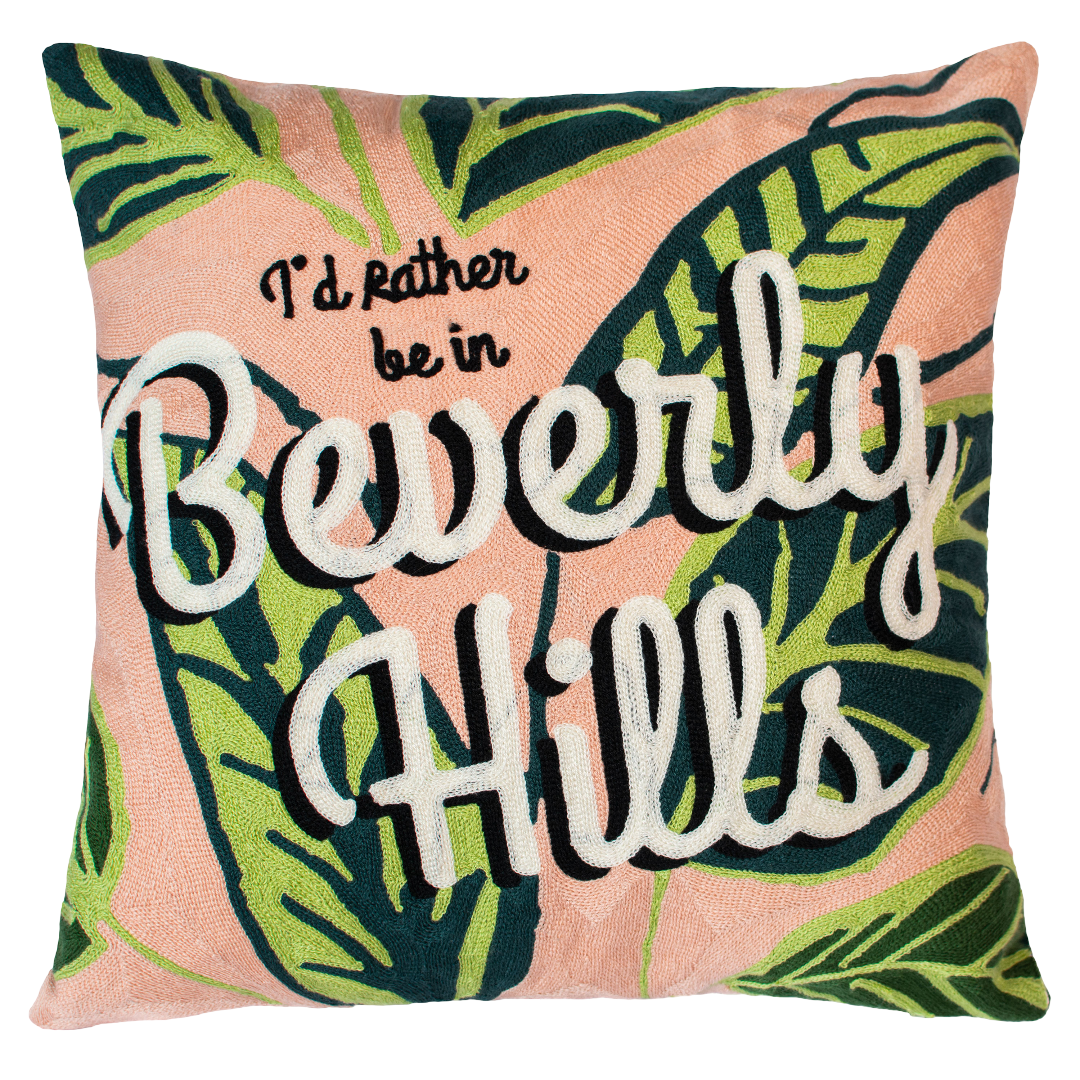 Beverly Hills Palm Needlepoint Pillow