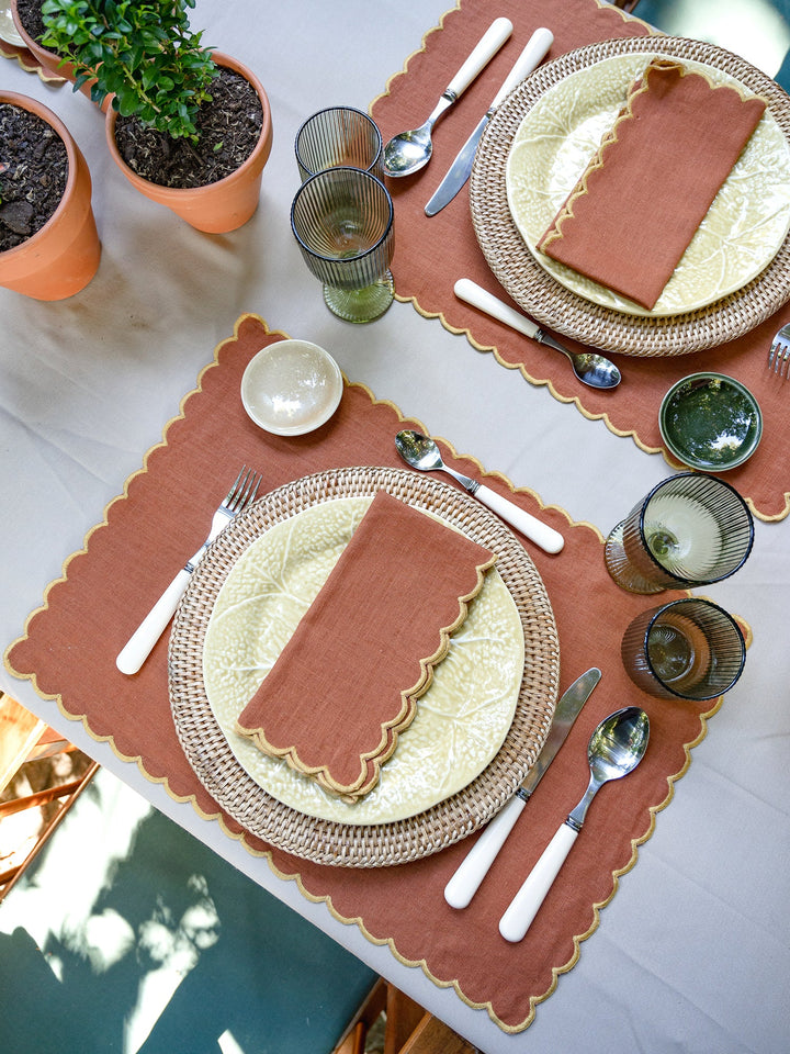 Gretta Scalloped Napkin - Terracotta