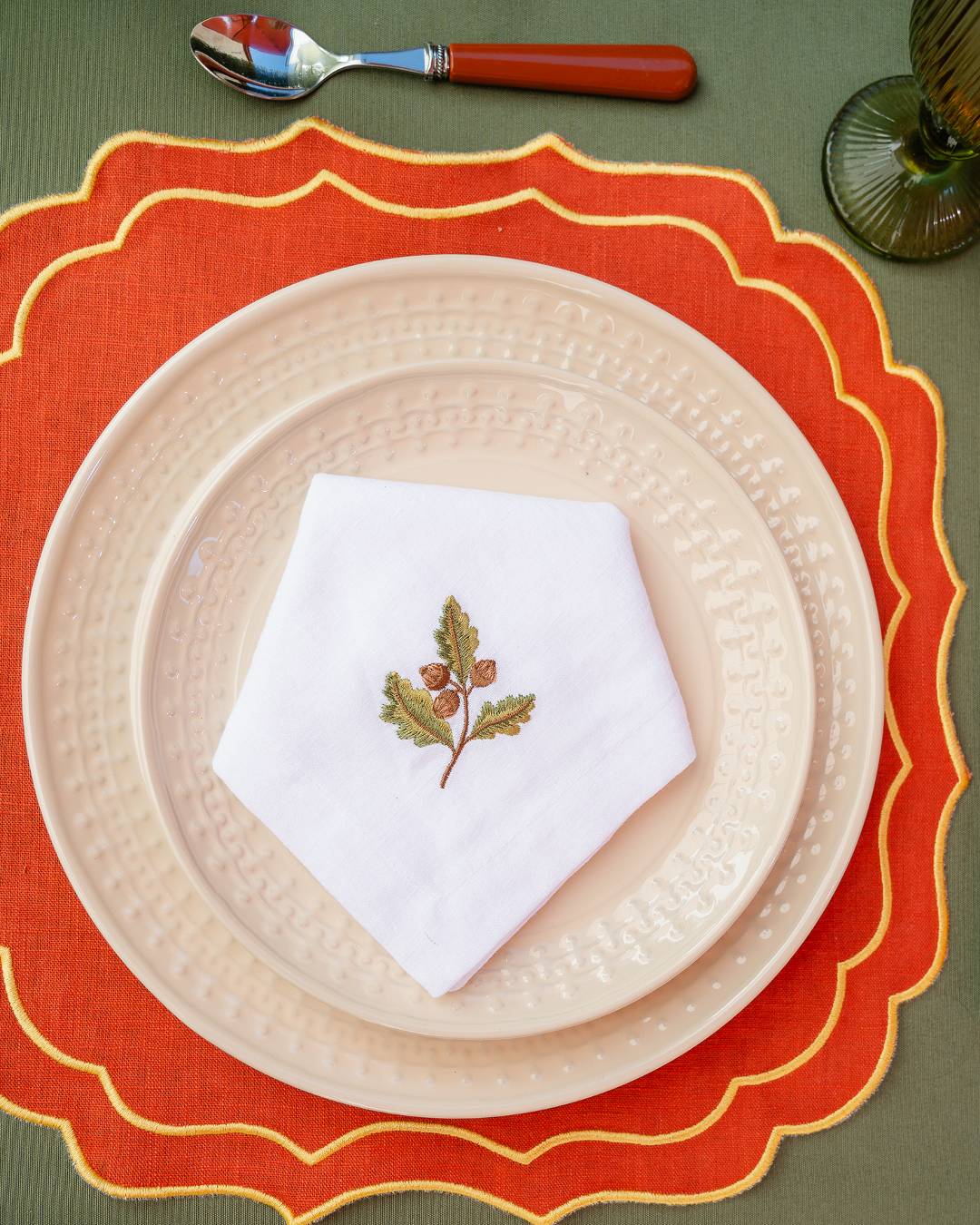 Embroidered Acorn Napkin