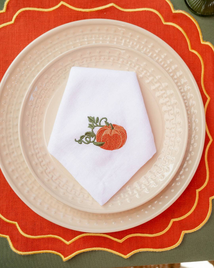 Embroidered Pumpkin Napkin