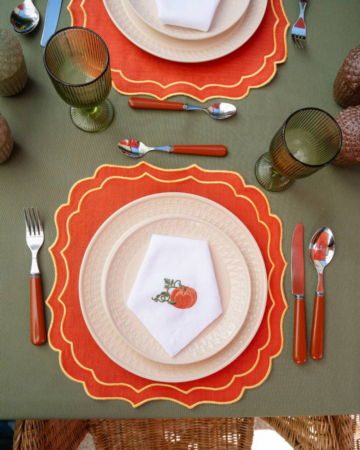 Embroidered Pumpkin Napkin