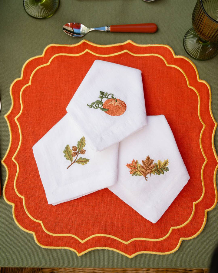 Embroidered Pumpkin Napkin