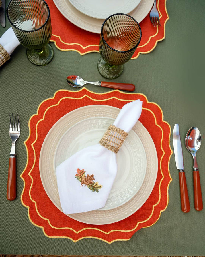 Embroidered Fall Leaves Napkin