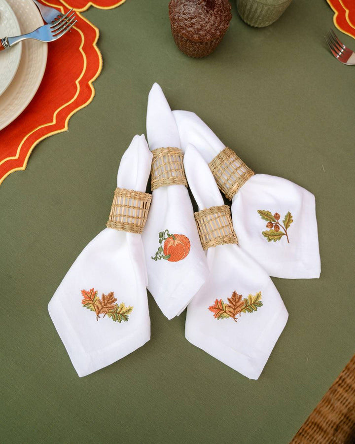 Embroidered Pumpkin Napkin