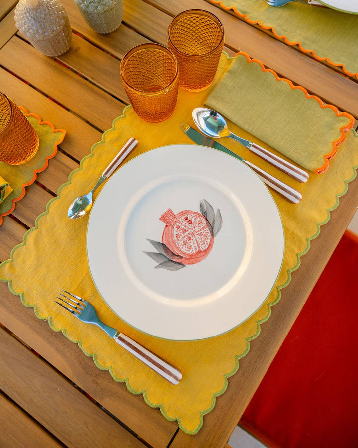 Greta Scalloped Placemat - Yellow