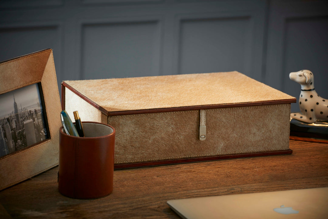 Devonshire Natural Tan Cowhide A4 Paper Box