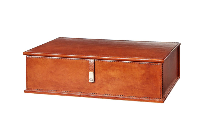 Devonshire Classic Tan Leather A4 Paper Box
