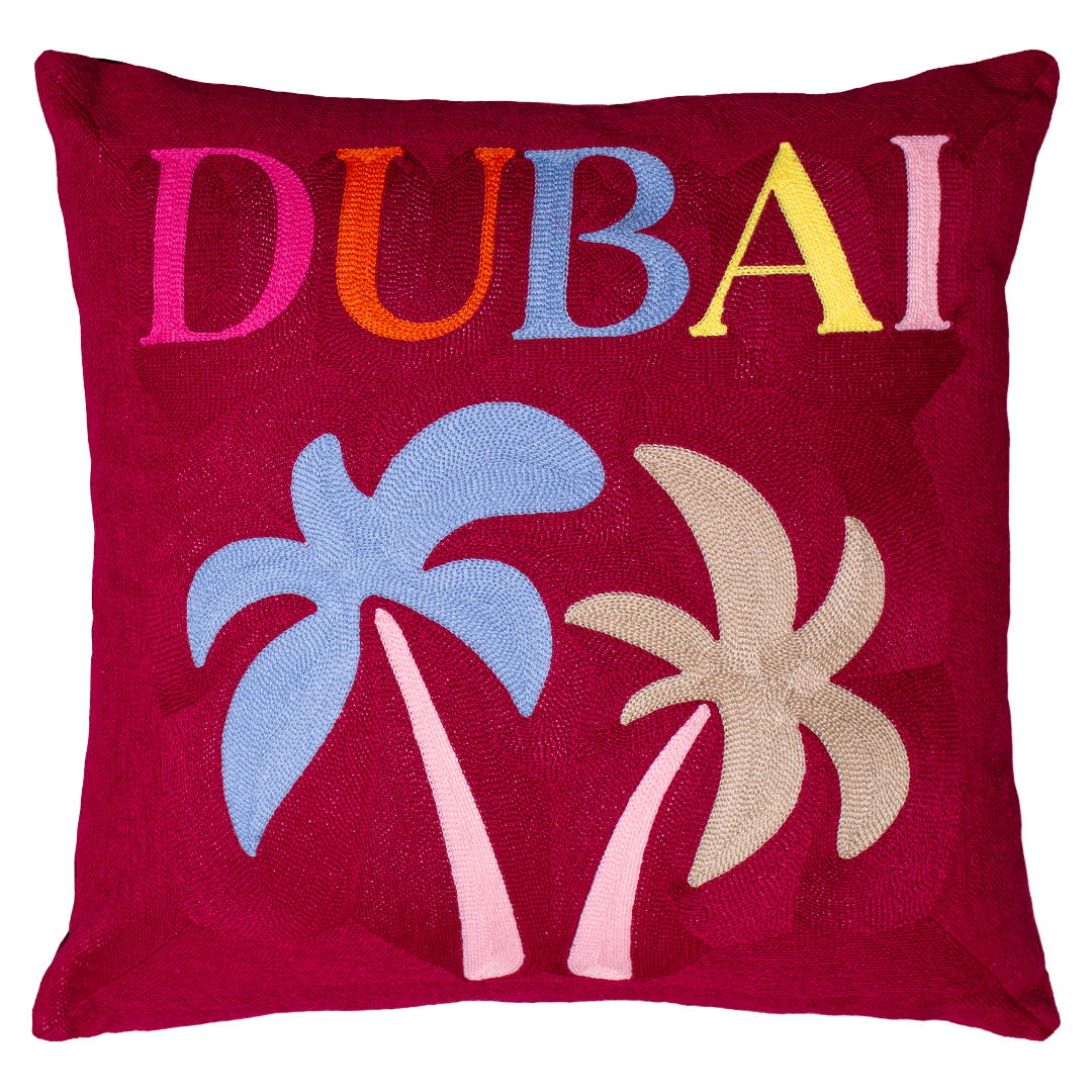 Dubai Palm Needlepoint Pillow