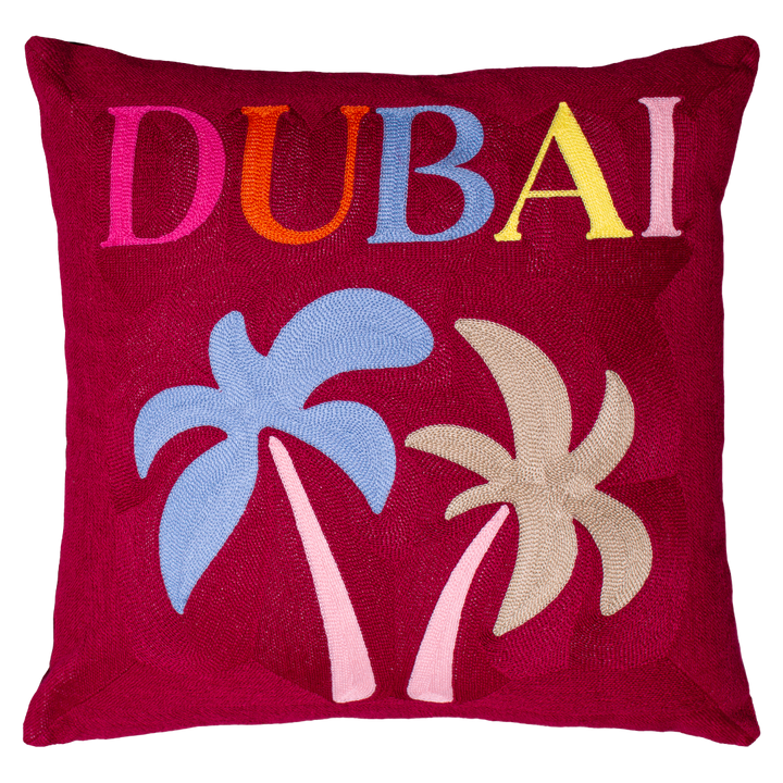 Dubai Palm Needlepoint Pillow
