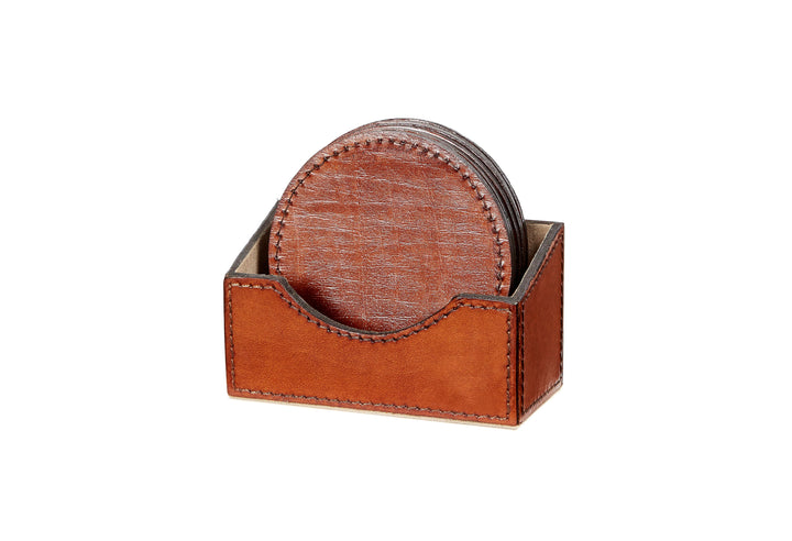 Epsom Classic Tan Leather Coasters