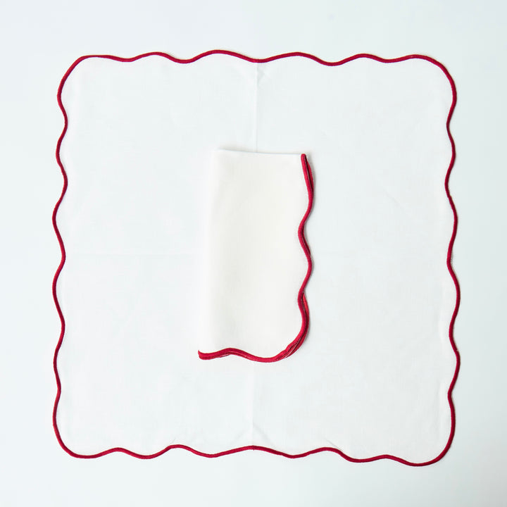 Red Scalloped Christmas Napkins