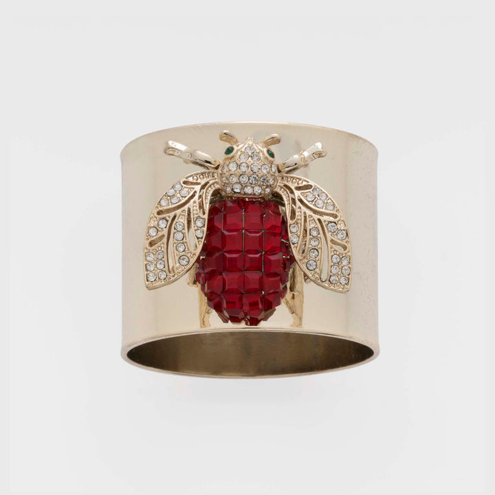 Ruby Sparkle Bee Napkin Rings - Pair