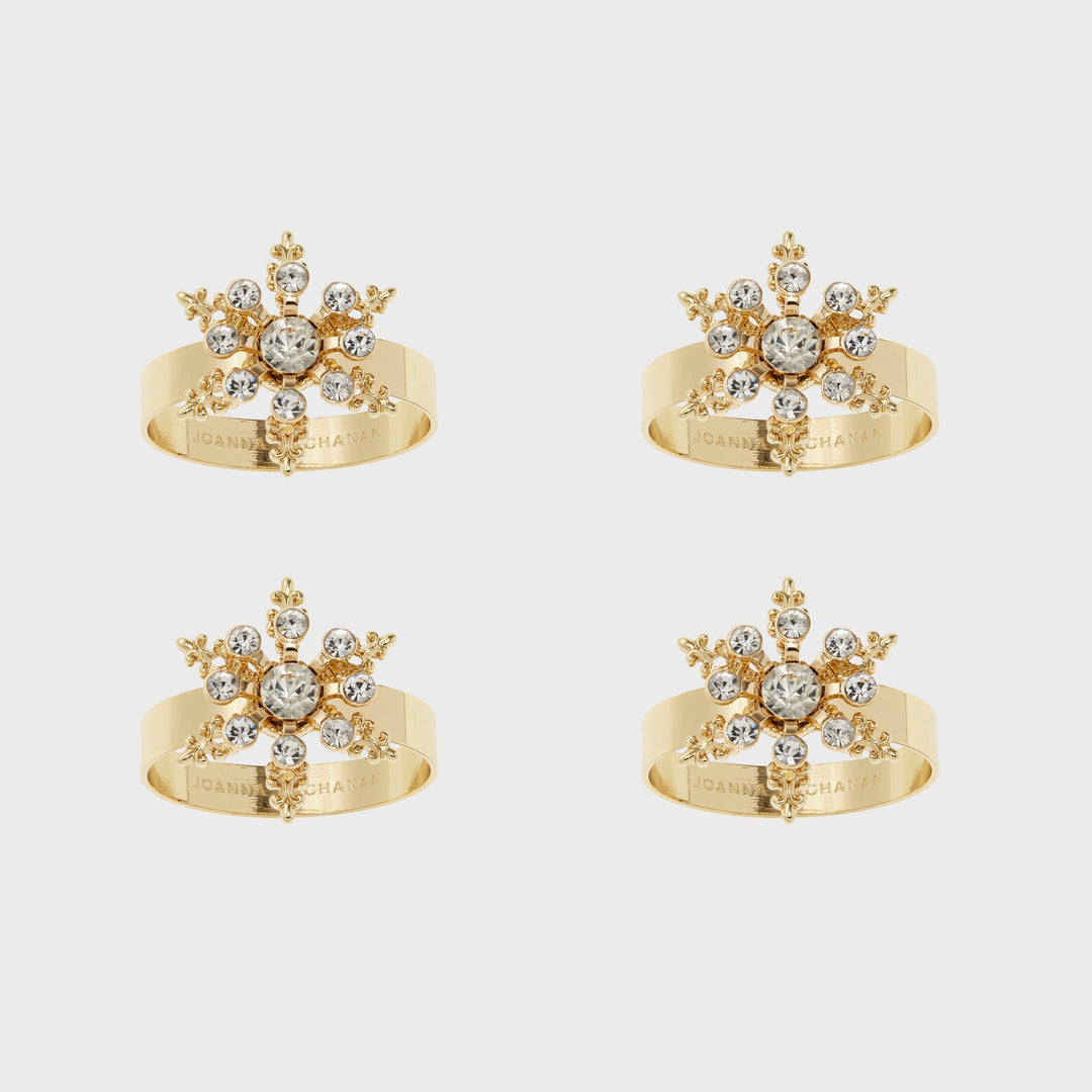 Classic Snowflake Skinny Napkin Rings, Crystal, Set of Four